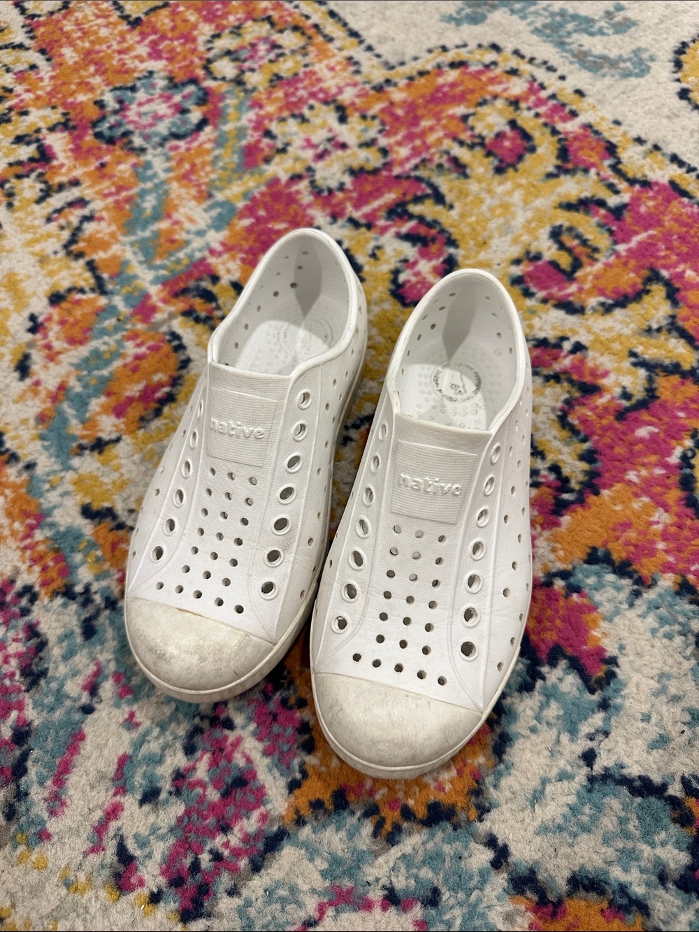 Native White Slip-On Sneakers with Perforated Upper